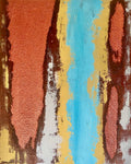 Rust, copper, gold, silver grey, burnt umber, blue, , original canvas artwork