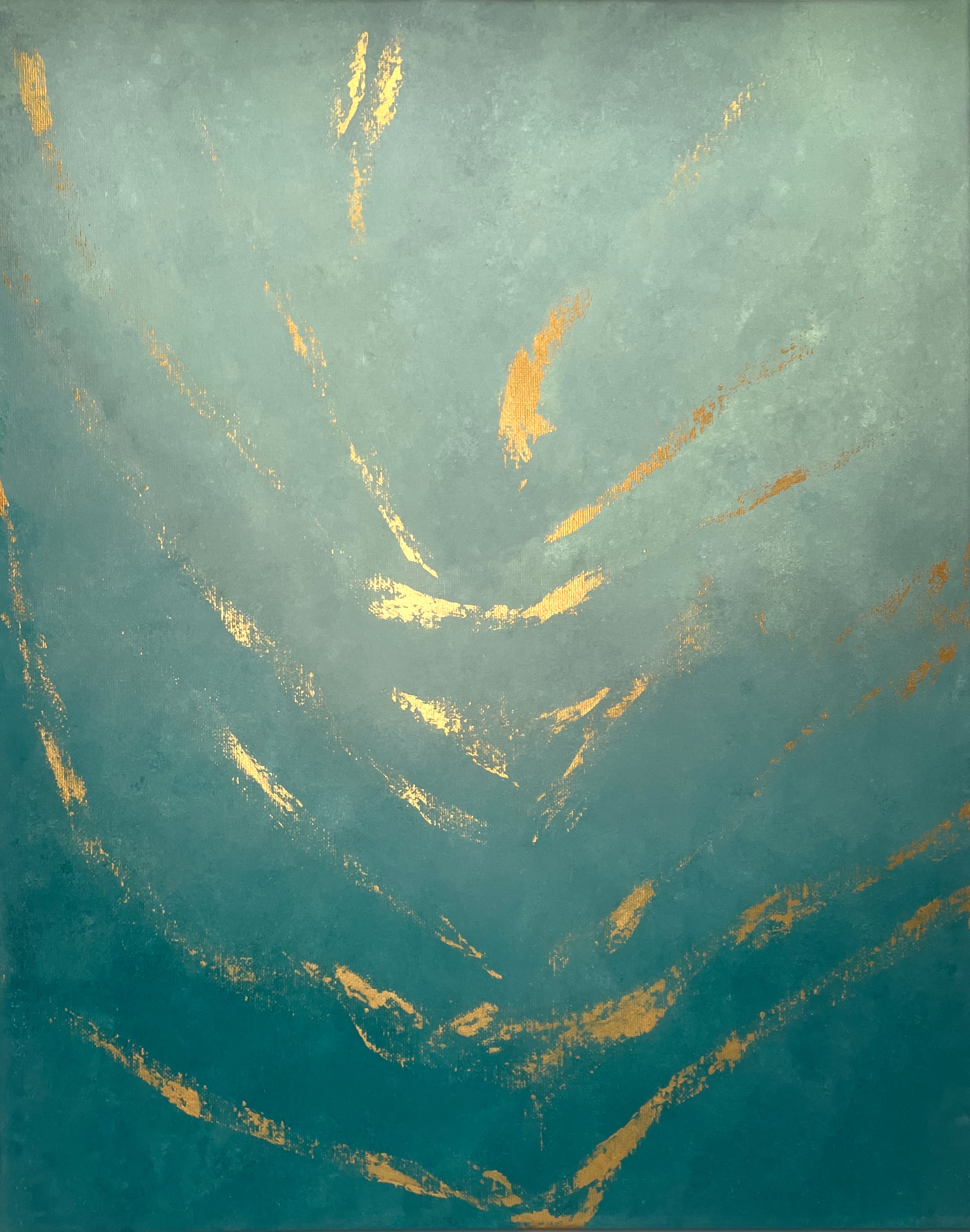 Green, , turquoise and gold original canvas artwork