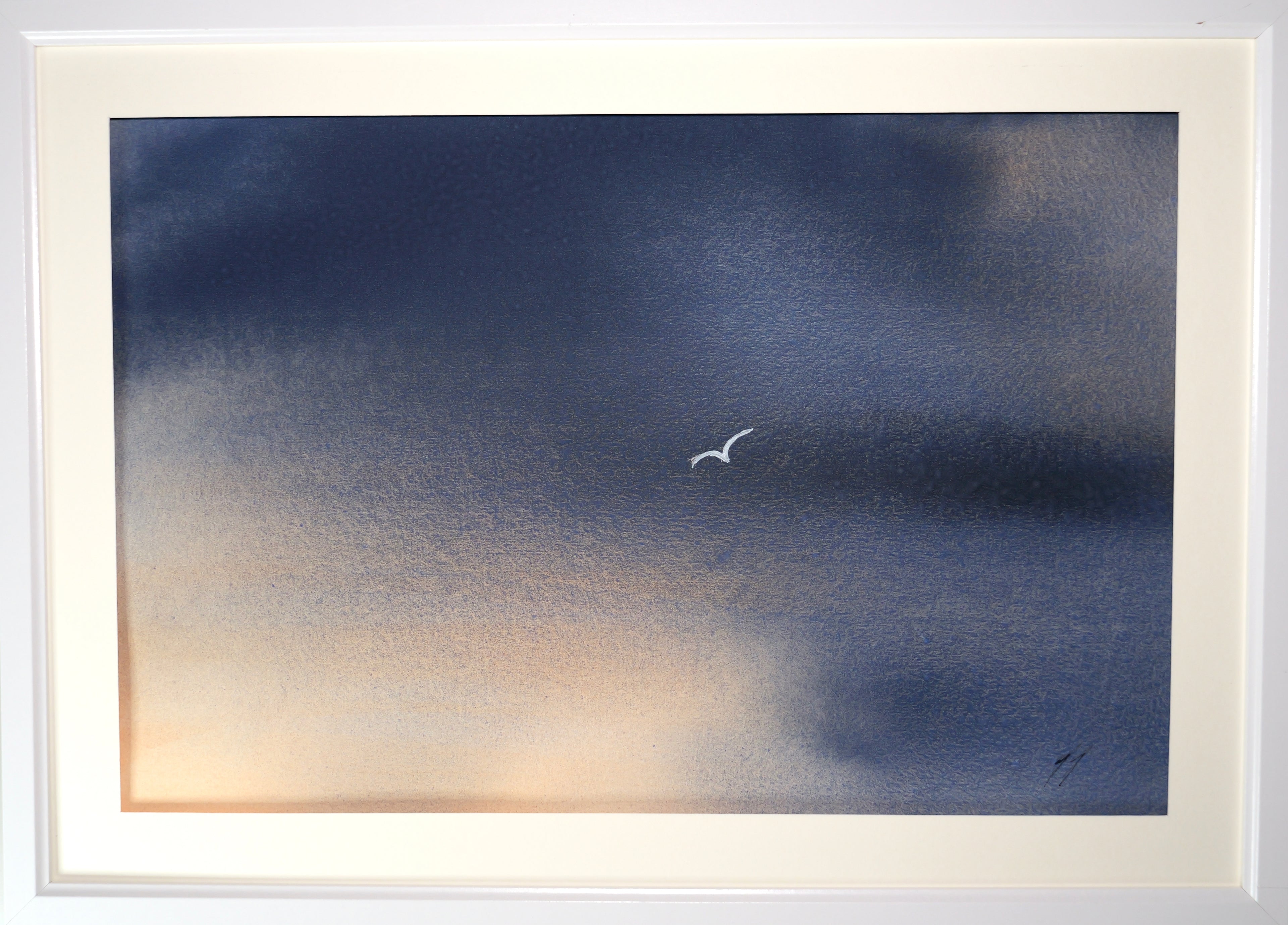 Original watercolour painting, one bird on a backdrop of cobalt blue and paines grey, burnt siena.&nbsp;