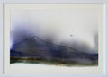 Original watercolour painting, earth and mountain, A3 size, burnt umber, sap green, prussian blue, indigo, payne's grey